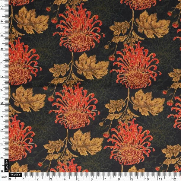 Japanese Chrysanthemum Floral Print Rayon Crepe Fabric – ra 0 ta0224 114 4