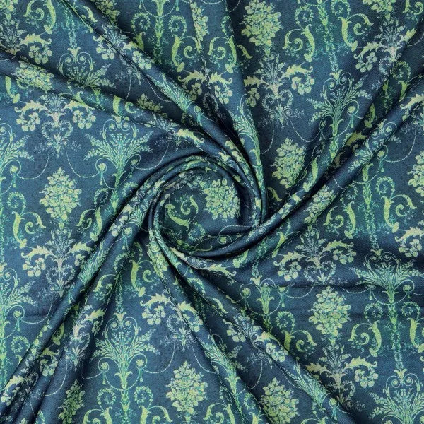 Teal and Lime Green Damask Patterned Rayon Fabric – ra 0 ta0240 114 2 7ef16603 0799 41ff 9aa2 1edb5debd45b