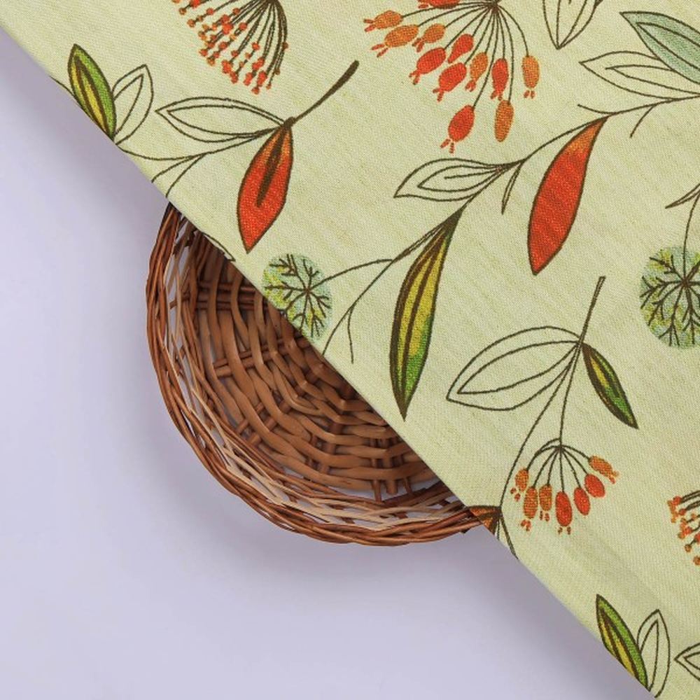 Autumnal Leaves & Berries Print on Soft Rayon Fabric – ra 0 ta05270 114 3