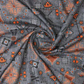Bohemian Geometric Orange & Grey Printed Rayon Fabric – ra 0 ta05417 114 2