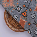 Bohemian Geometric Orange & Grey Printed Rayon Fabric – ra 0 ta05417 114 3
