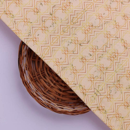 Peach & Orange Geometric Abstract Line Art Rayon Fabric – ra 0 ta05648 114 3