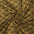 Mustard & Green Ethnic Damask Patterned Rayon Fabric – ra 0 ta05888 114 2