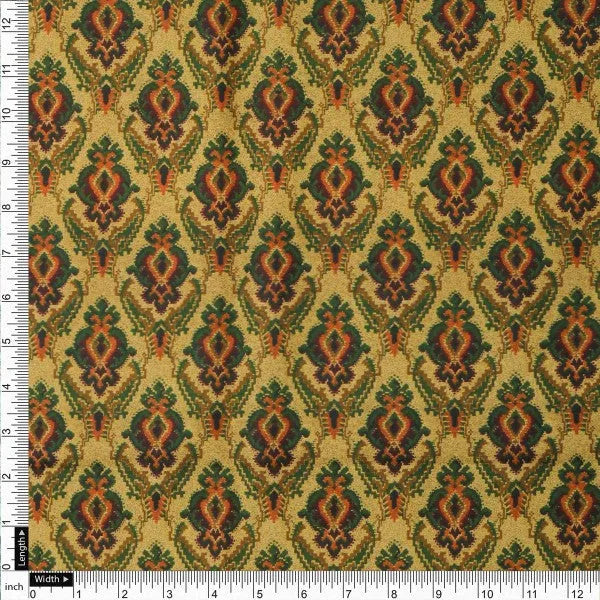 Mustard & Green Ethnic Damask Patterned Rayon Fabric – ra 0 ta05888 114 4