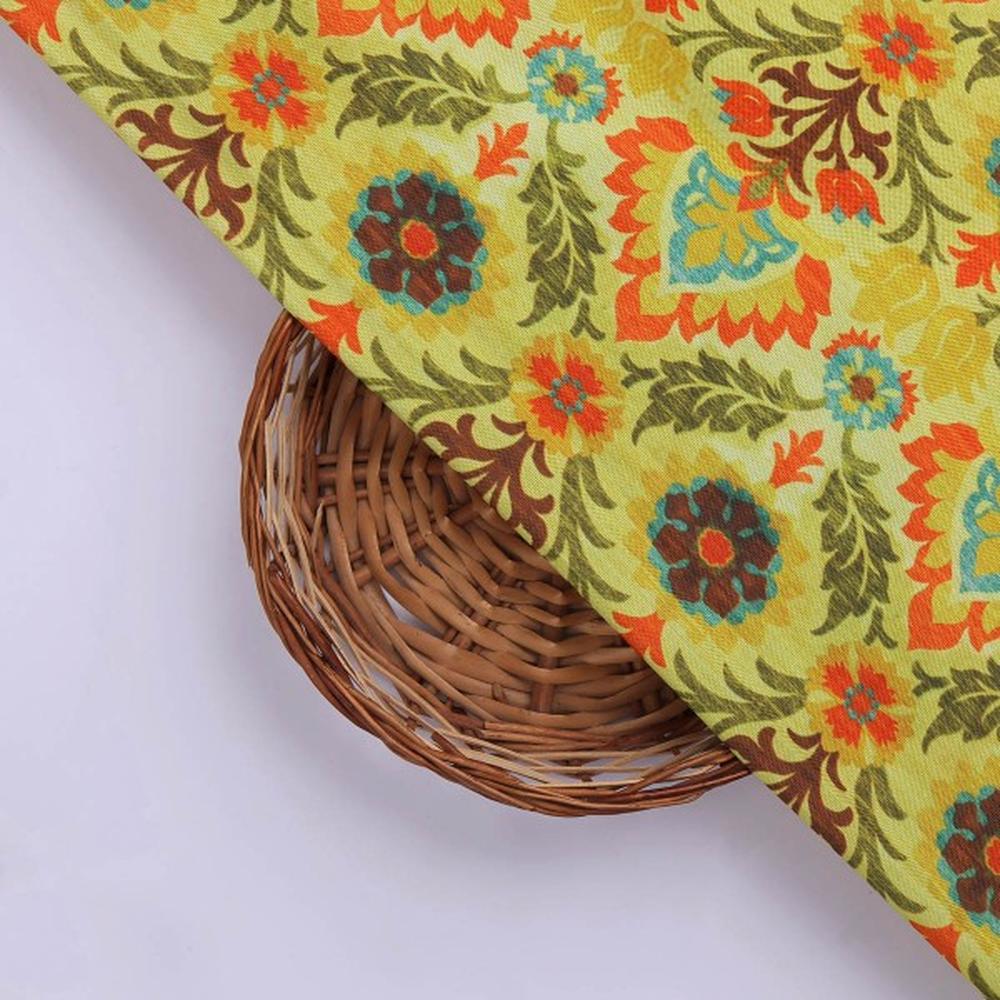 Yellow Damask Floral Patterned Viscose Rayon Fabric – ra 0 ta0662 114 3