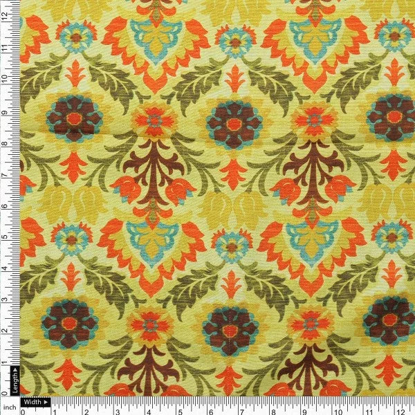 Yellow Damask Floral Patterned Viscose Rayon Fabric – ra 0 ta0662 114 4