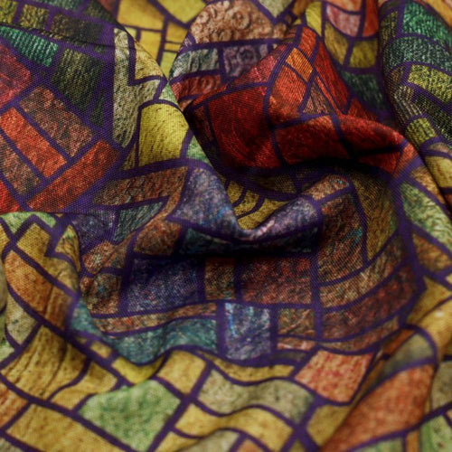 Stained Glass Mosaic Abstract Printed Rayon Fabric – ra 0 ta0669 114 1