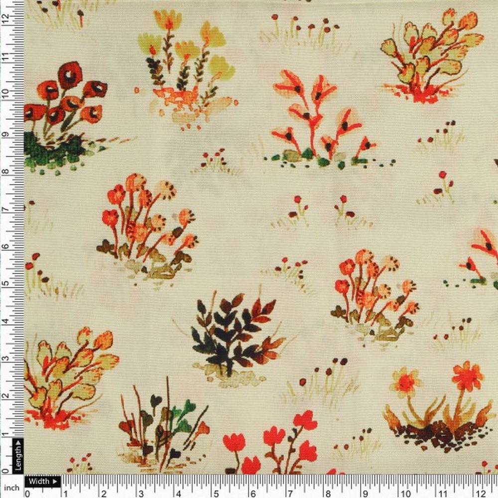 Painterly Autumn Ditsy Floral Printed Rayon Fabric – ra 0 ta0697 114 4