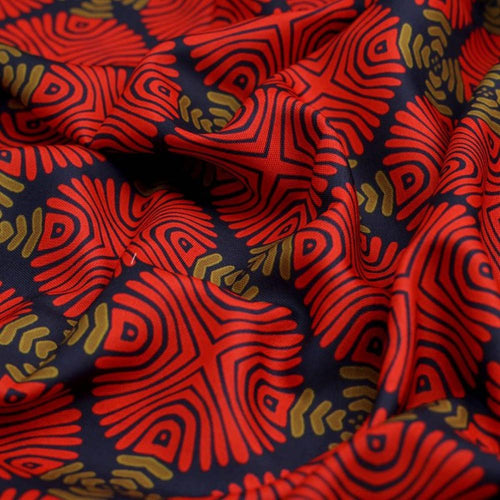 Red & Navy Blue Geometric Ethnic Motif Rayon Fabric – ra 0 ta0707 114 1