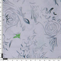 White & Grey Abstract Floral Rayon Fabric with Green Accents – ra 0 ta08171 114 4