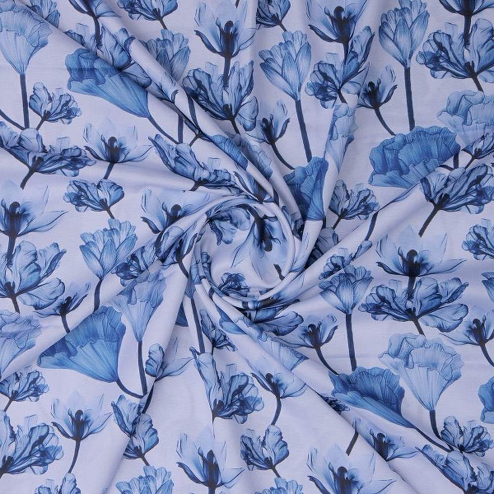 Blue Tulip Floral Print Soft Rayon Fabric for Dresses – ra 0 ta08177 114 2