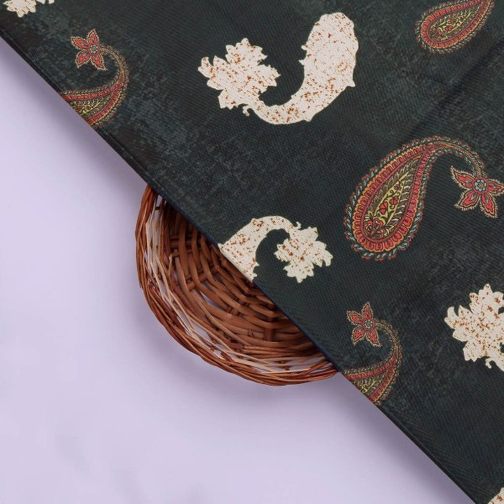 Charcoal & Red Distressed Paisley Patterned Rayon Fabric – ra 0 ta0859 114 3