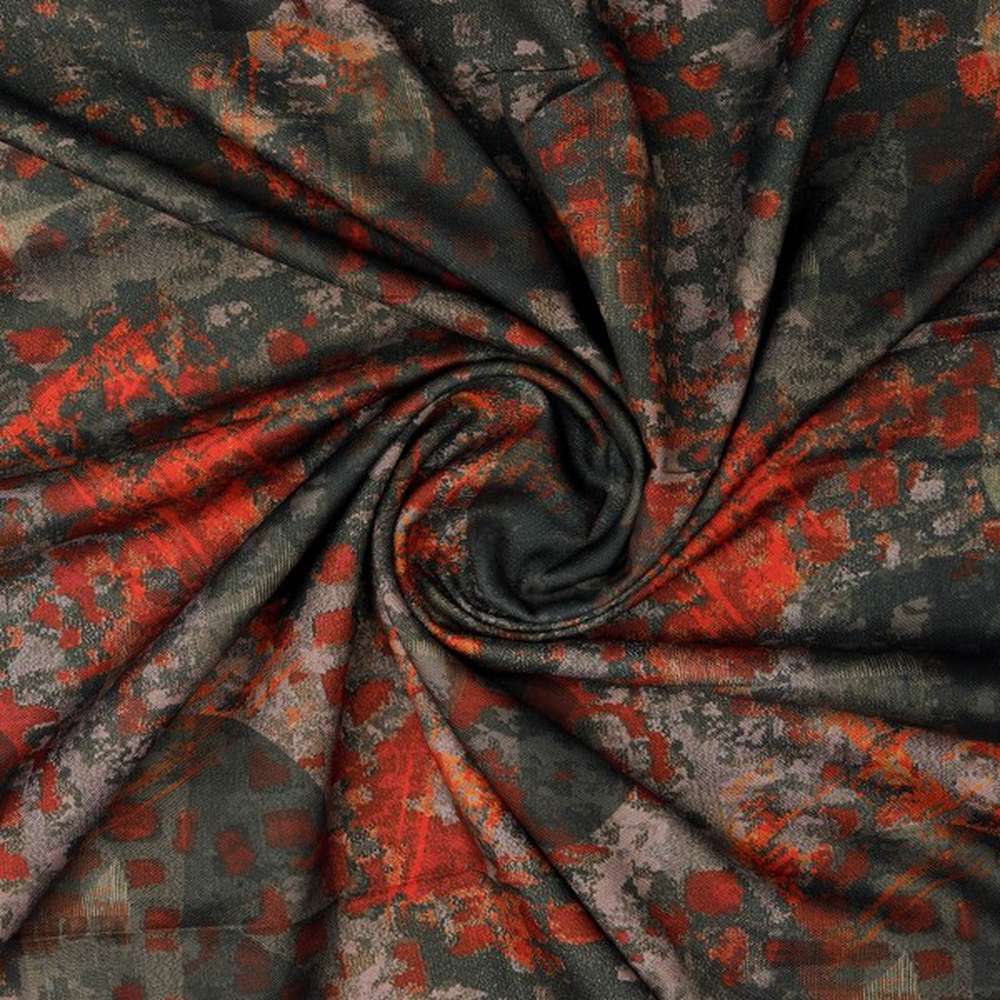 Charcoal & Rust Abstract Grunge Printed Rayon Fabric – ra 0 ta1226 114 2