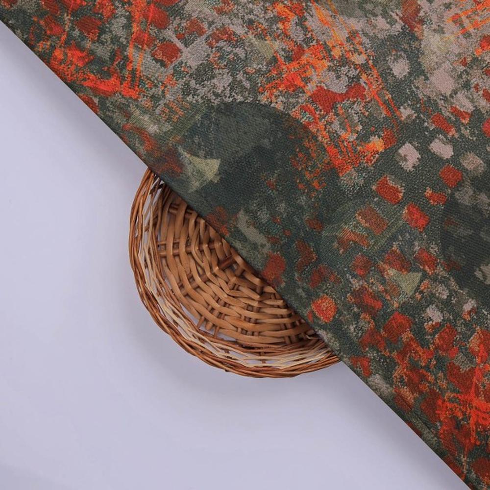 Charcoal & Rust Abstract Grunge Printed Rayon Fabric – ra 0 ta1226 114 3
