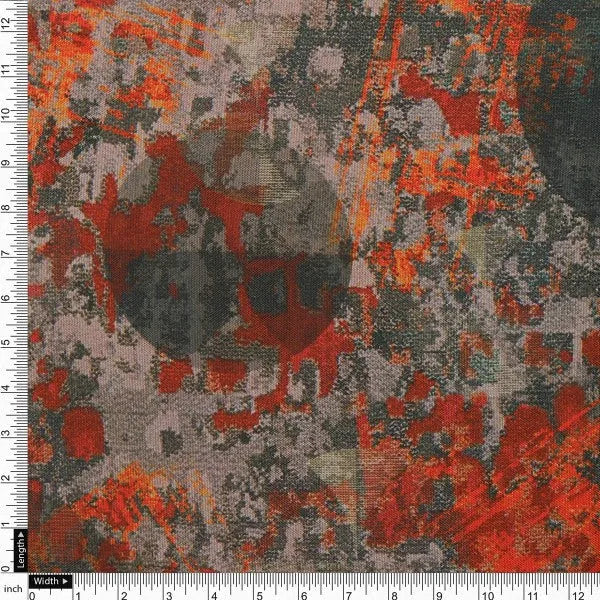 Charcoal & Rust Abstract Grunge Printed Rayon Fabric – ra 0 ta1226 114 4