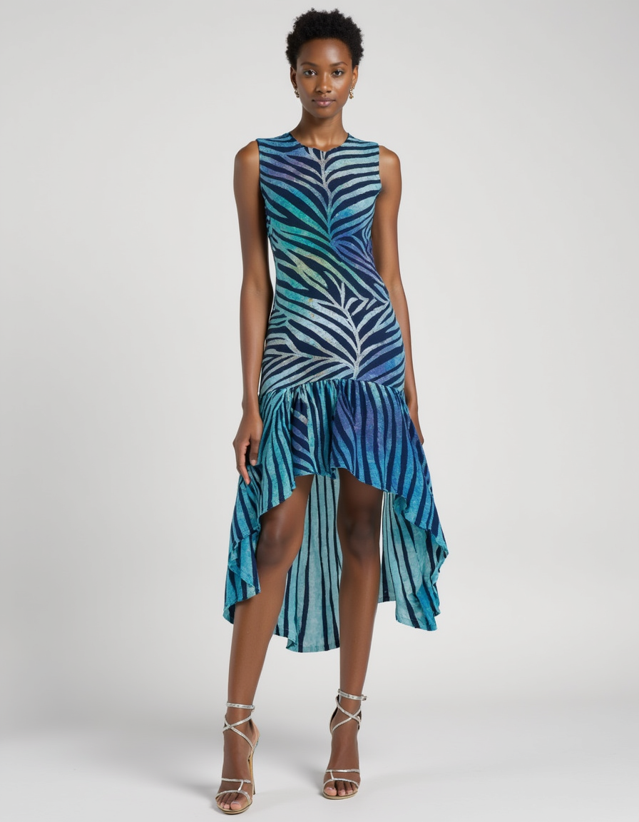 Tropical Leaves French Crepe Fabric