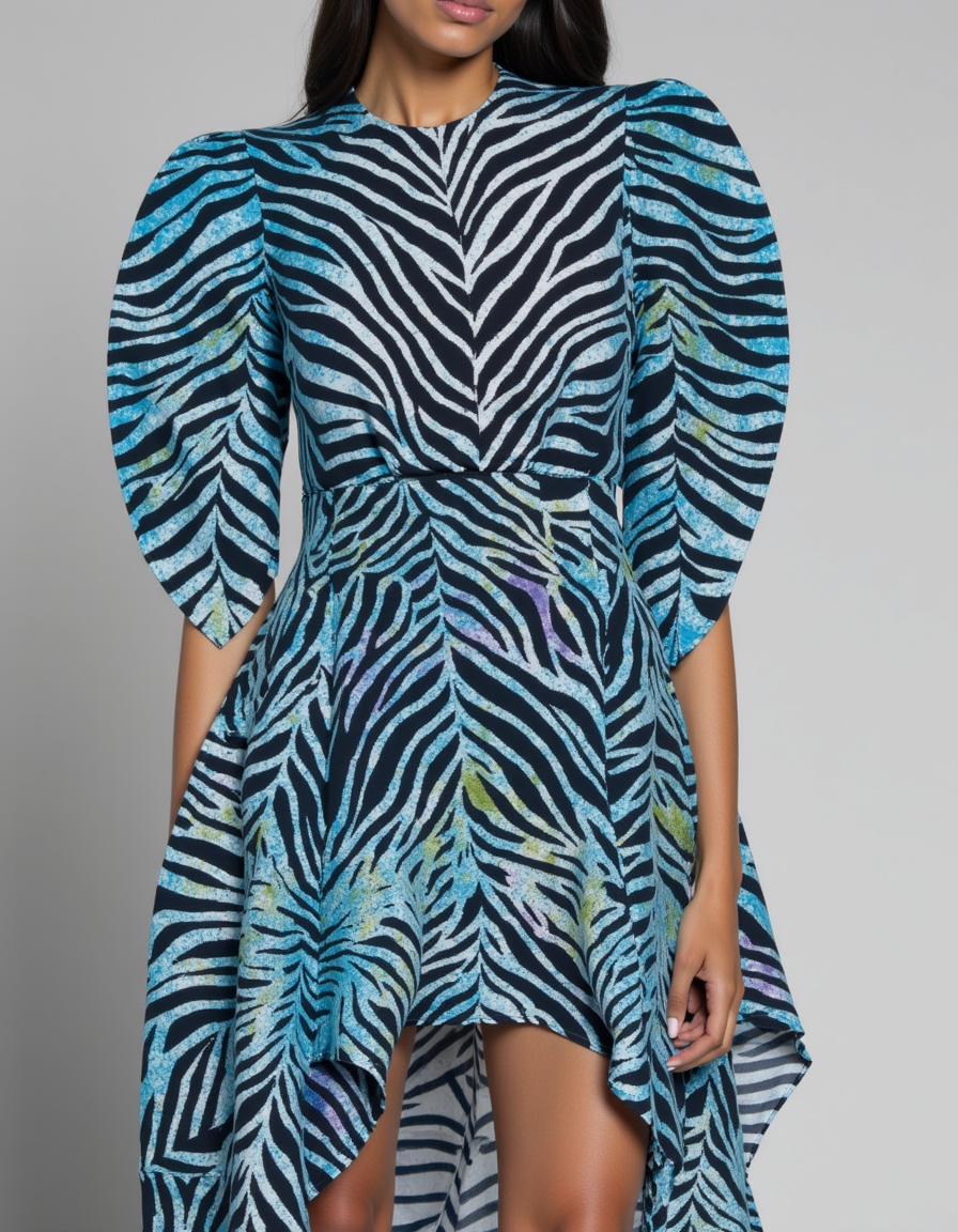 Tropical Leaves French Crepe Fabric