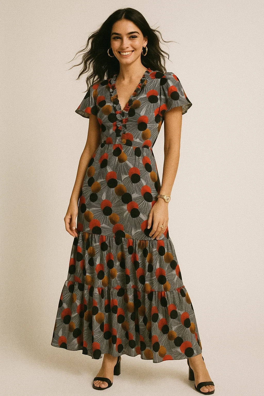 Glassmorphisam Bubble Effects Digital Printed Fabric - Crepe