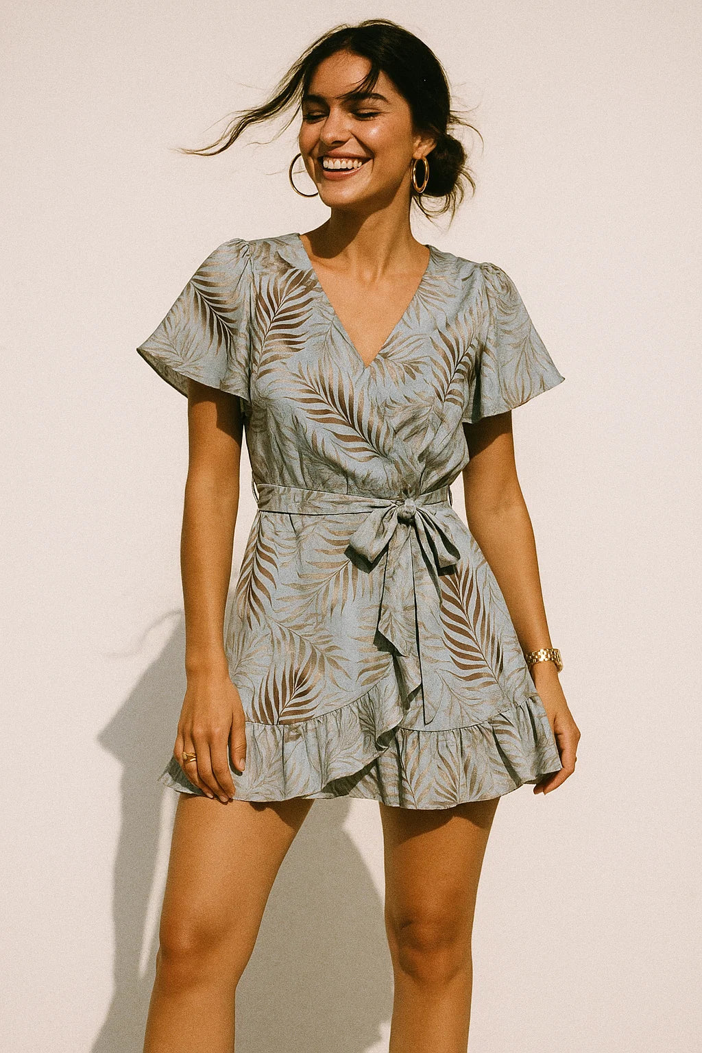 Tropical Garden Leaves Digital Printed Fabric - Crepe