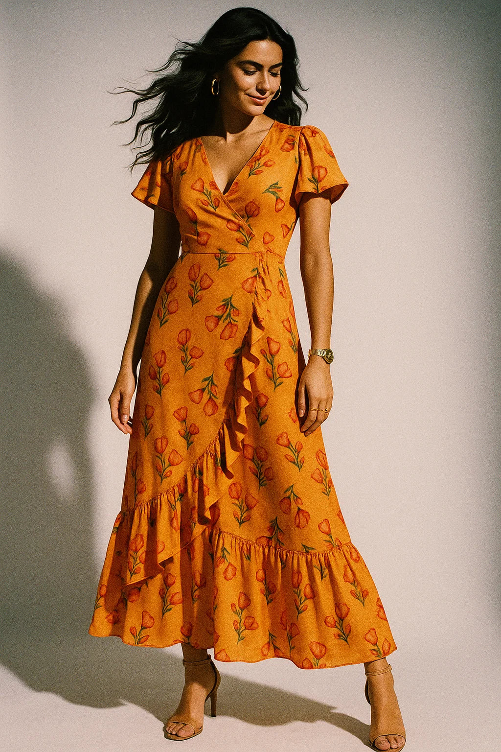 Lovely Decorative Roses Digital Printed Fabric - Crepe