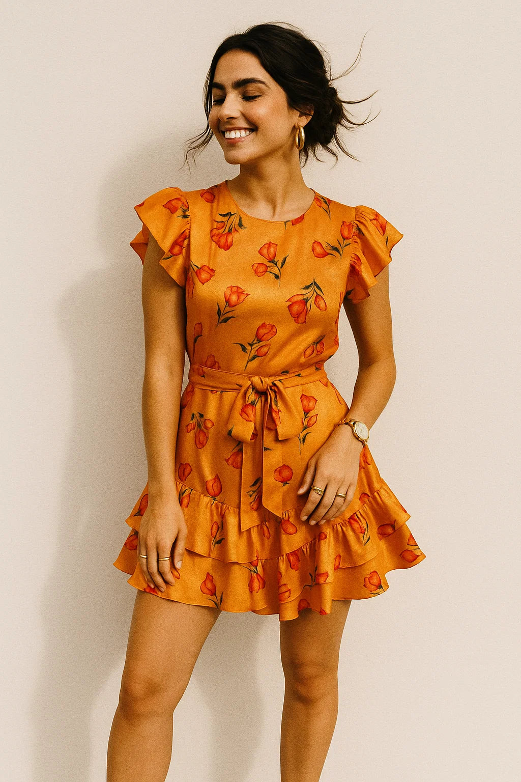 Lovely Decorative Roses Digital Printed Fabric - Crepe