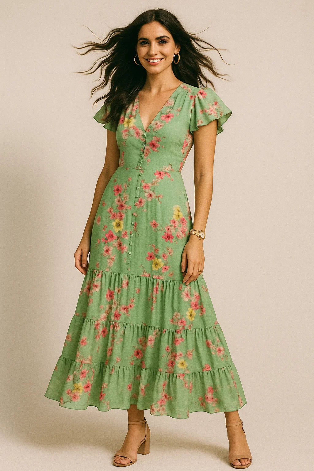 Multi Colour Tiny Beautiful Chintz Printed Fabric - Crepe