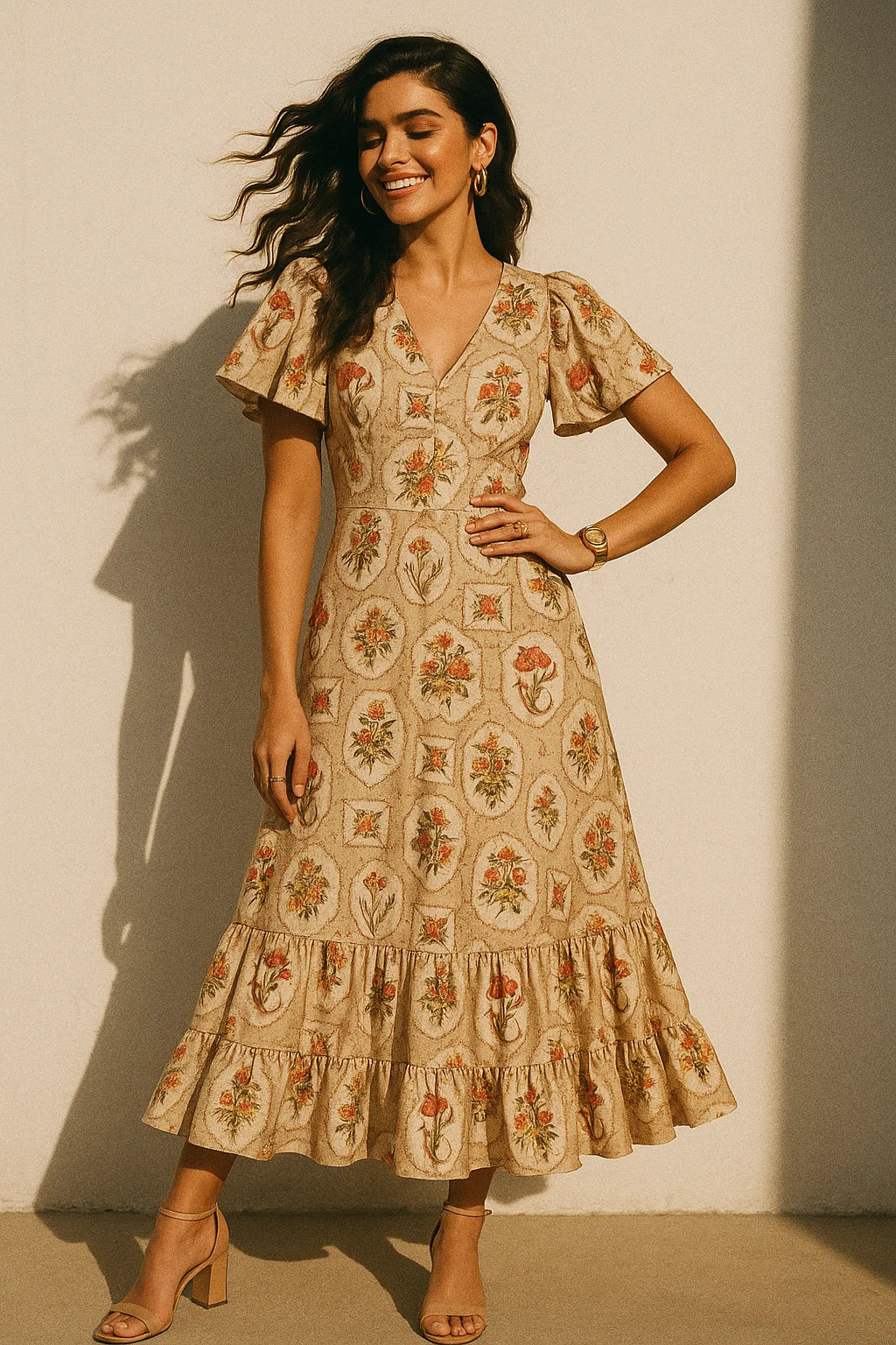 Attractive Floral Shape Valley Digital Printed Fabric - Crepe