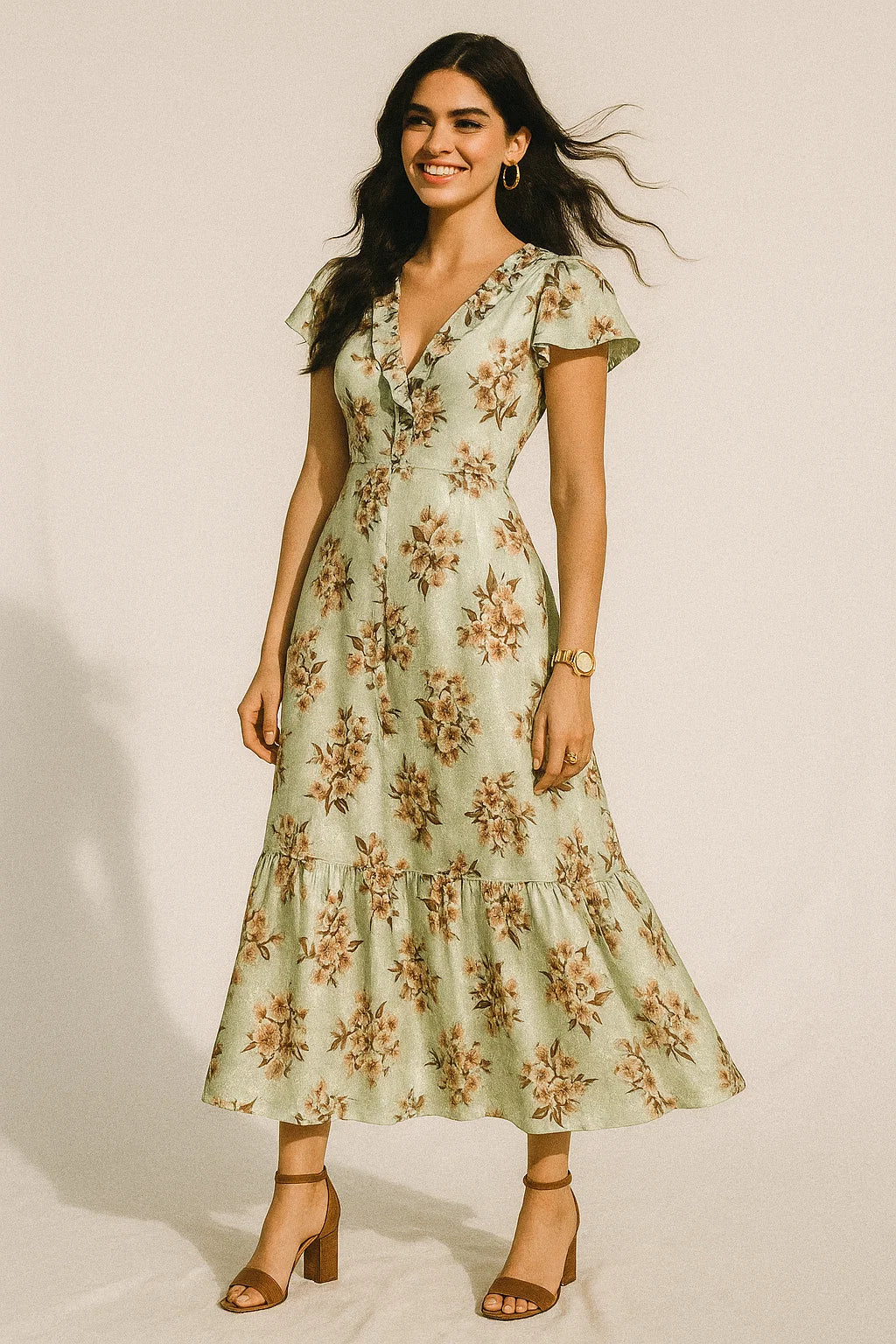 Lovely Seamless Chintz Bunch Digital Printed Fabric - Crepe