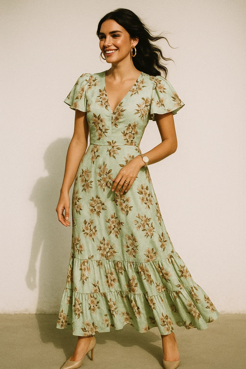 Lovely Seamless Chintz Bunch Digital Printed Fabric - Crepe