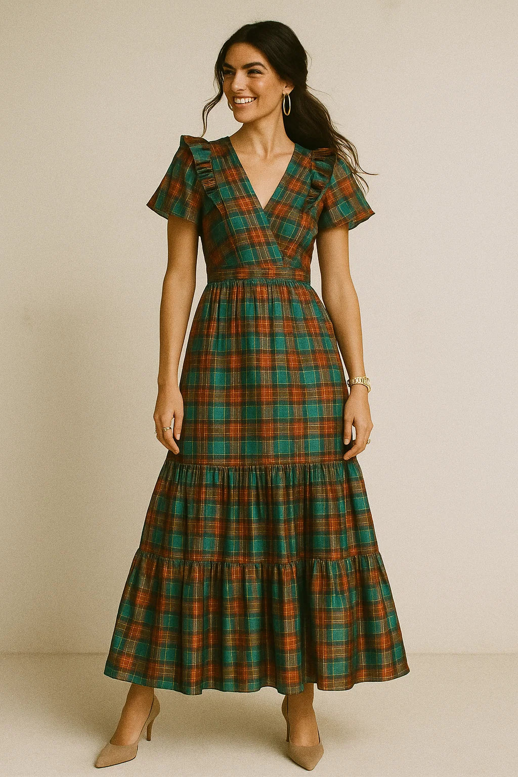 Mini Check Patterns Digital Printed Fabric - Crepe