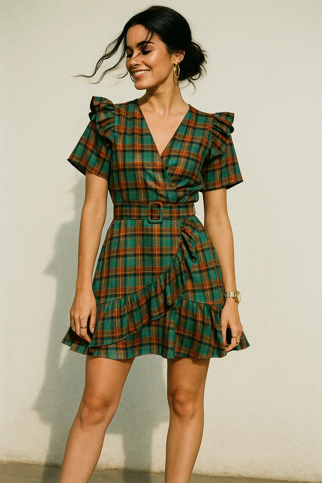 Mini Check Patterns Digital Printed Fabric - Crepe