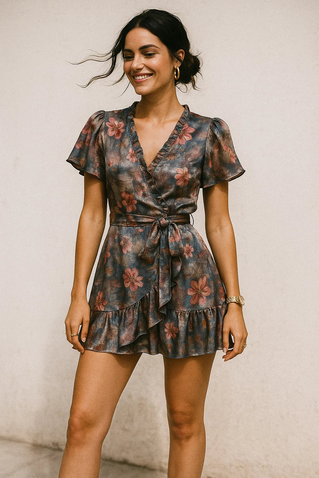 Periwinkle Flower Paper Art Digital Printed Fabric - Crepe