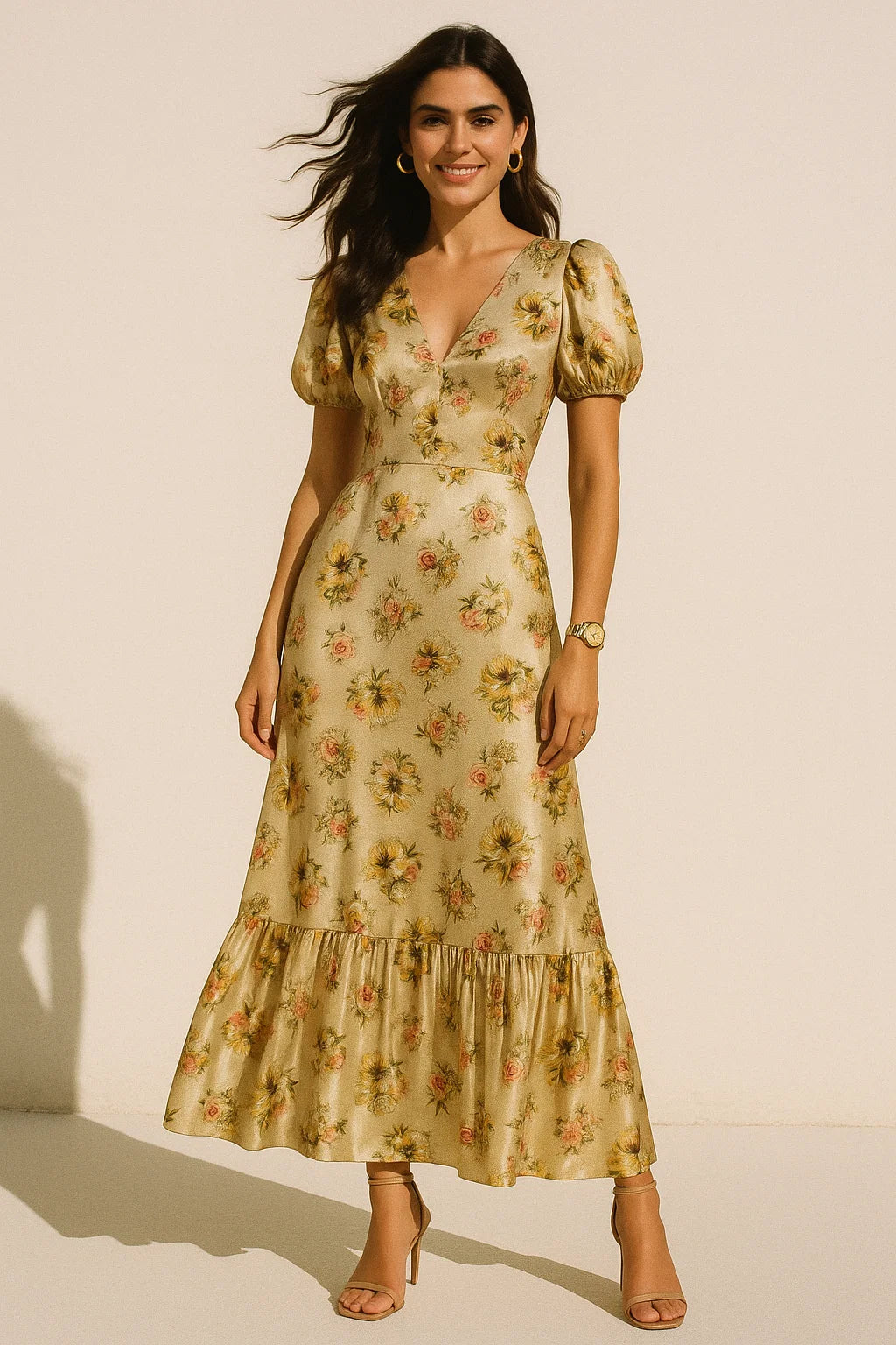 Hawaiian Zinnia Flower Roses Digital Printed Fabric - Crepe