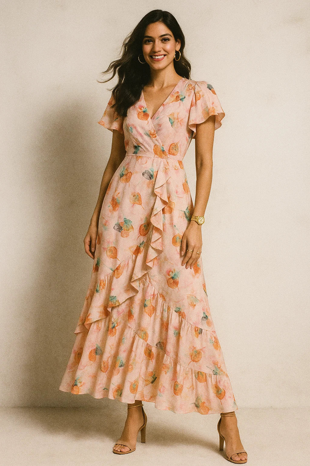 Lovely Small Leaved Lime Digital Printed Fabric - Crepe