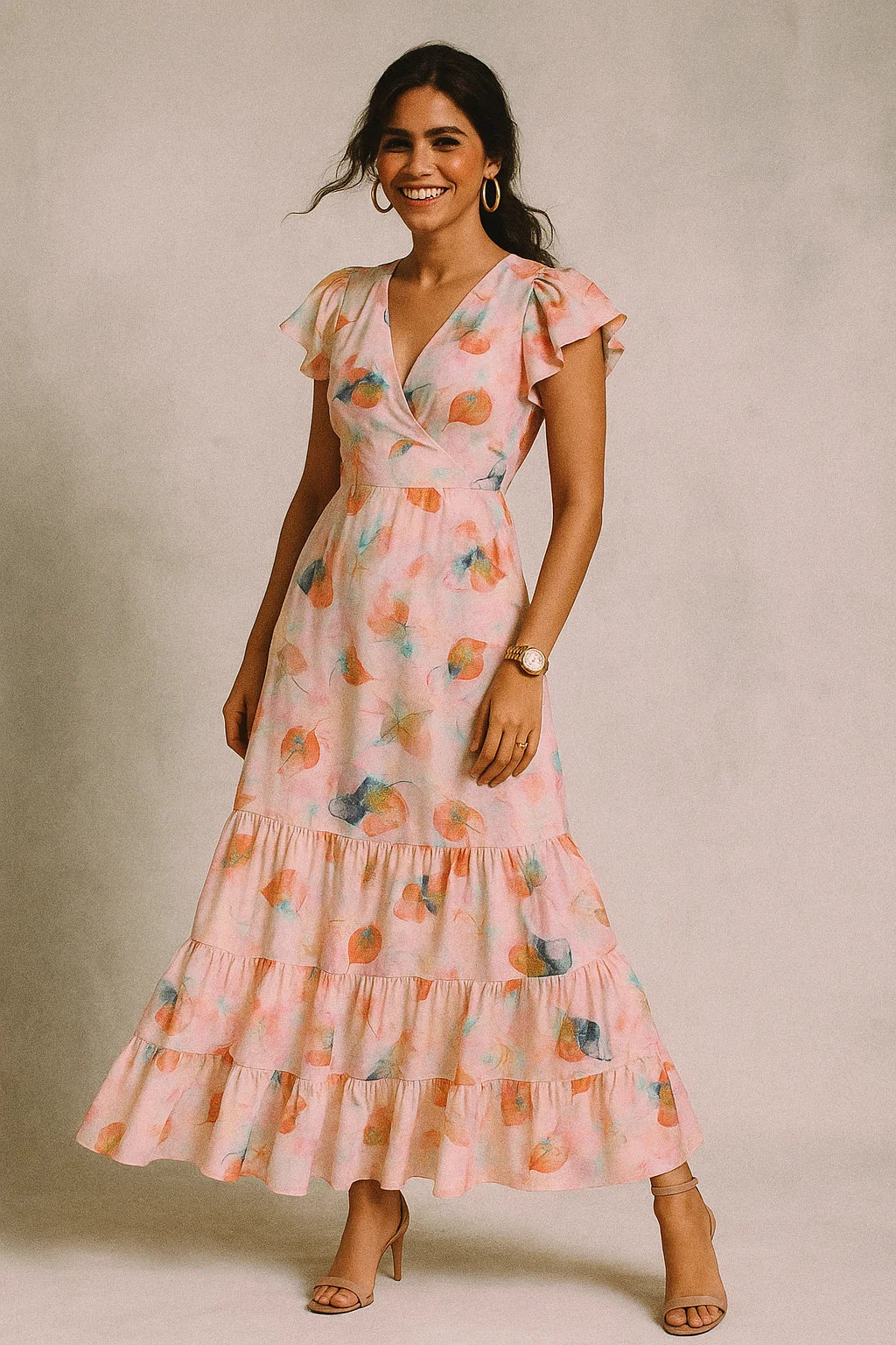 Lovely Small Leaved Lime Digital Printed Fabric - Crepe