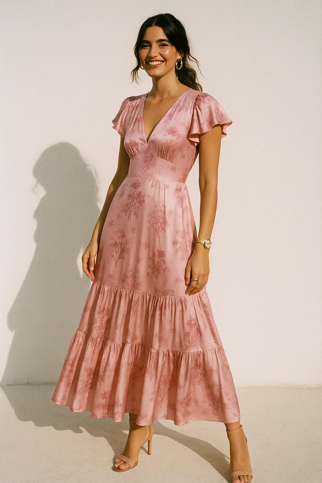 Pinkish Sunflower And Citntz Digital Printed Fabric - Crepe