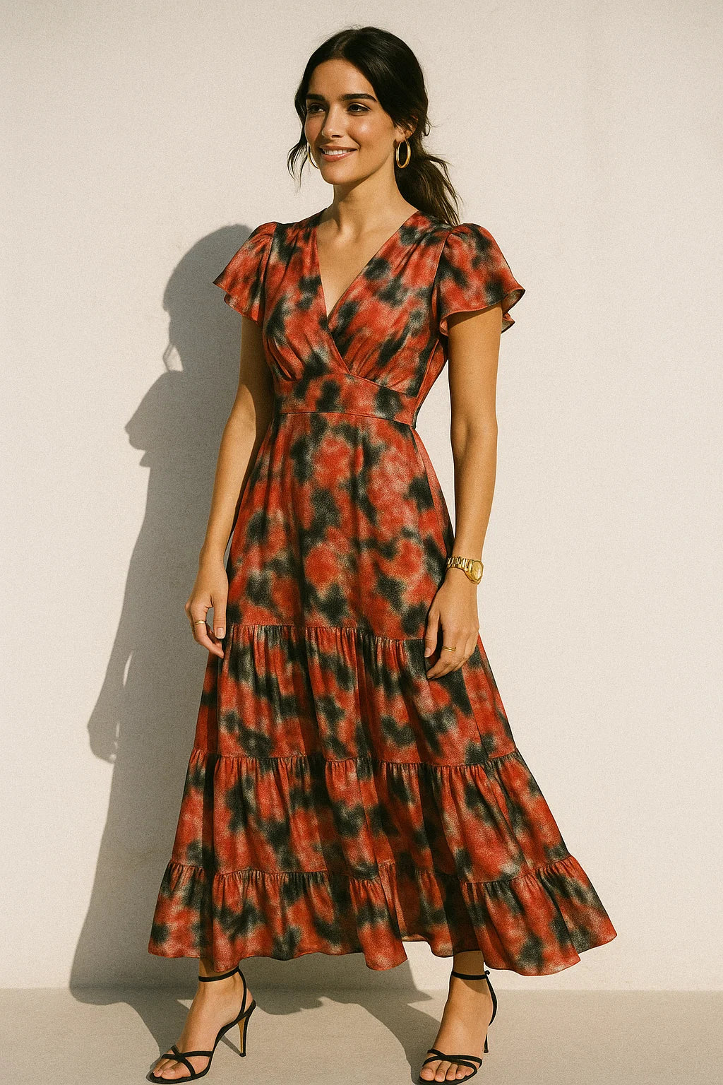 Watercolour Mapal Leafs Flower Digital Printed Fabric - Crepe