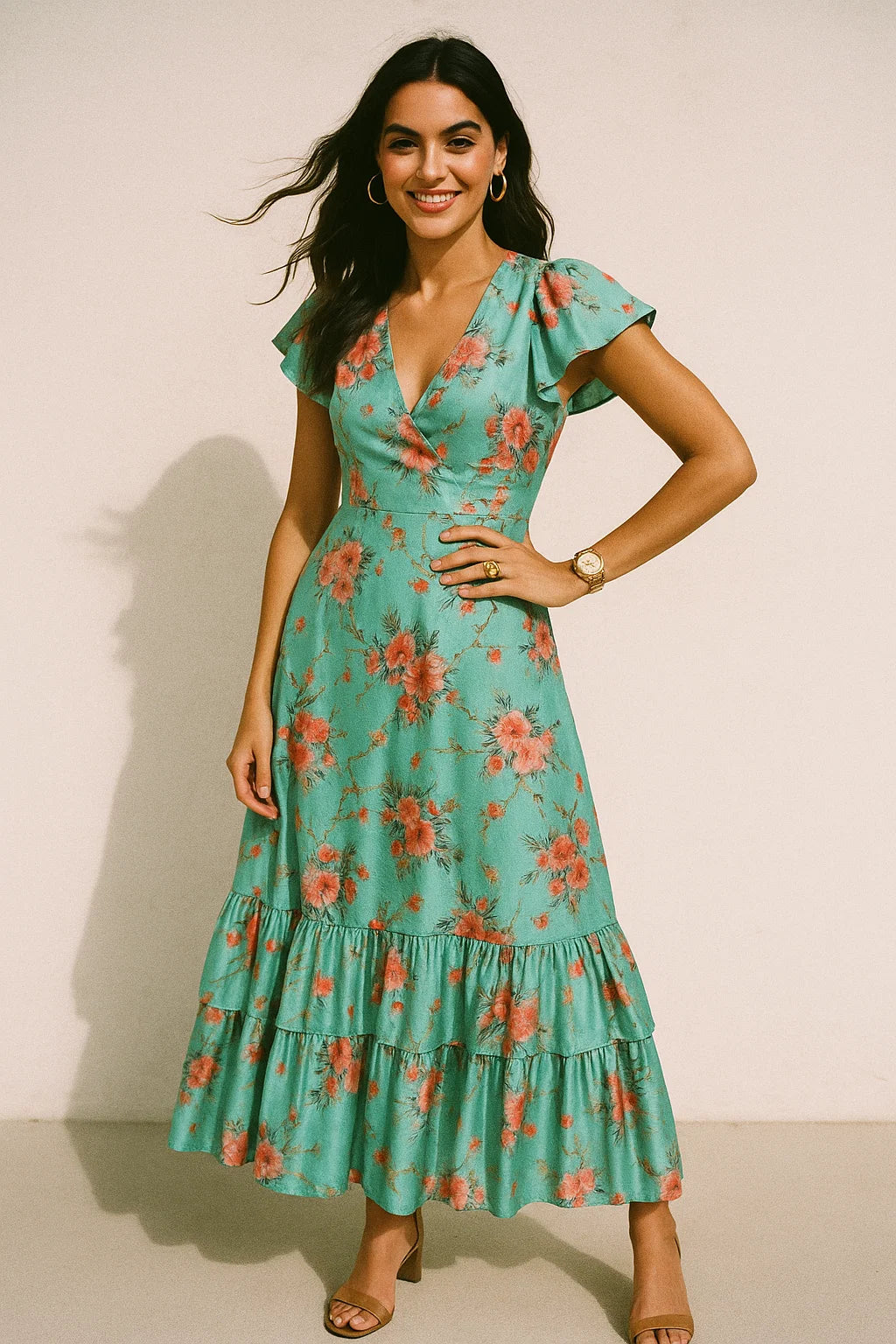 Flower Branch Allover Digital Printed Fabric - Crepe