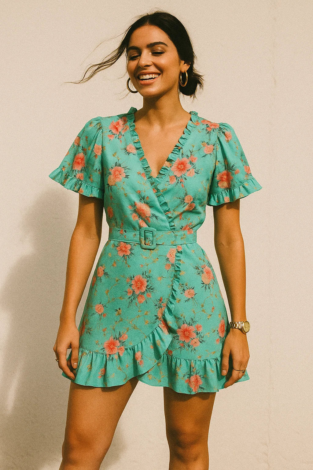 Flower Branch Allover Digital Printed Fabric - Crepe