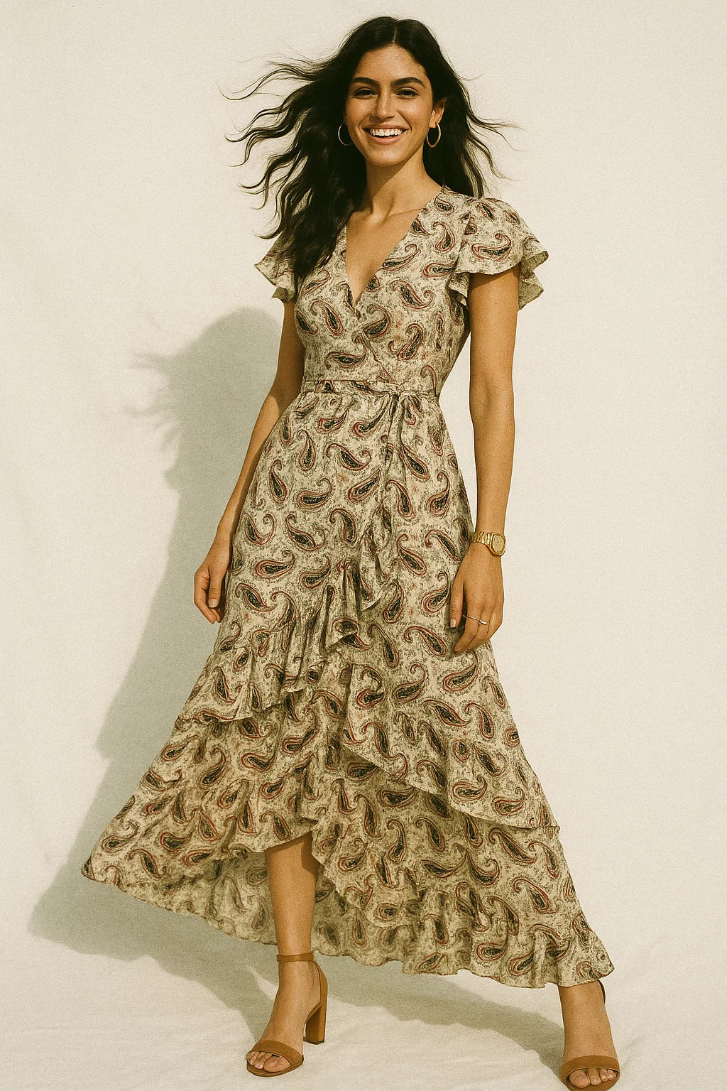 Hand Painted Look Motif Digital Printed Fabric - Crepe