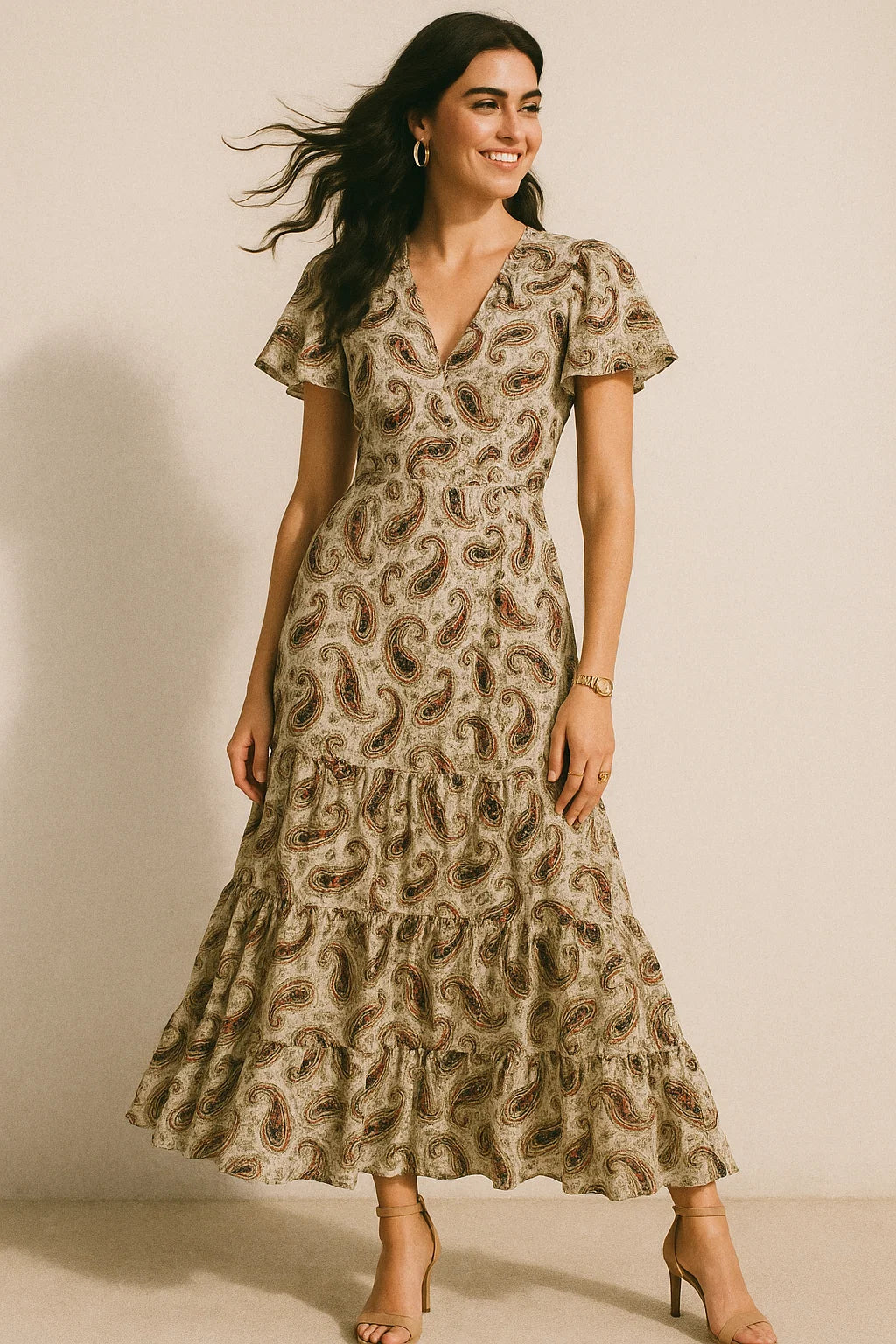 Hand Painted Look Motif Digital Printed Fabric - Crepe