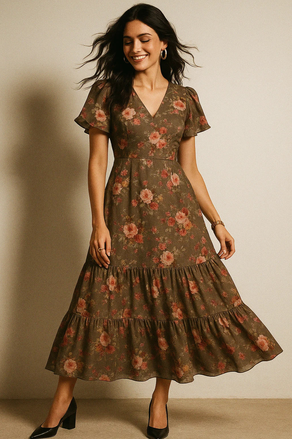 Morden Peony Watercolour Art Digital Printed Fabric - Kora Silk