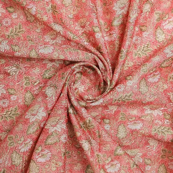 Peach Floral Printed Tusser Silk Fabric – ts 0 022167 110 2 - alternate view