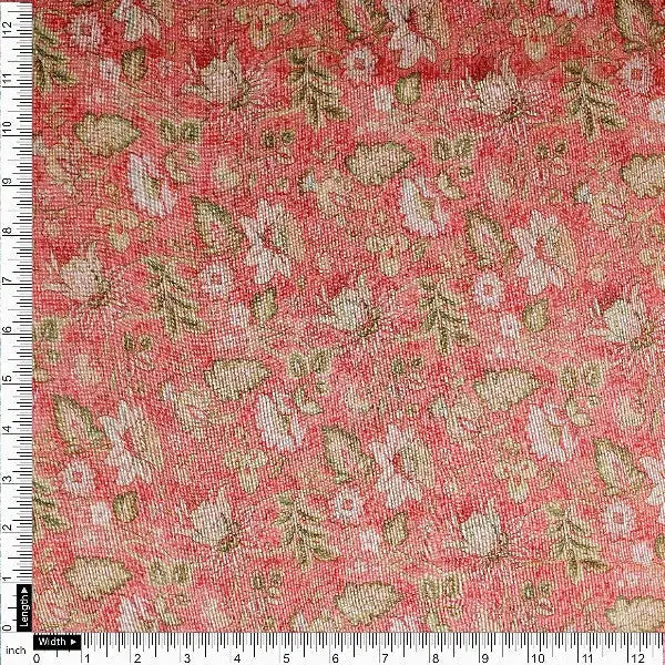 Peach Floral Printed Tusser Silk Fabric – ts 0 022167 110 4