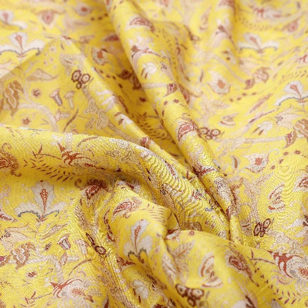 Yellow Tusser Silk Floral Digital Print Fabric – ts 0 022225 110 1