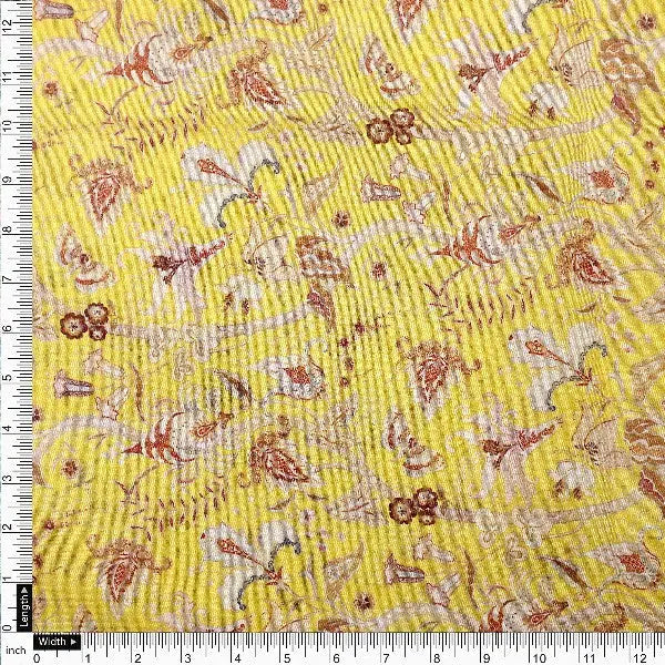 Yellow Tusser Silk Floral Digital Print Fabric – ts 0 022225 110 4