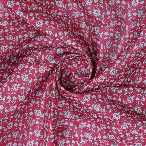 Magenta Damask Floral Print Tusser Silk Fabric – ts 0 ma01018 110 2