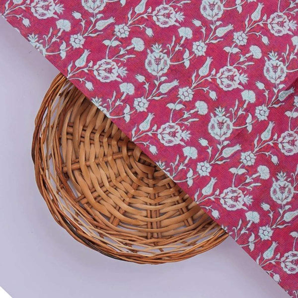 Magenta Damask Floral Print Tusser Silk Fabric – ts 0 ma01018 110 3 - alternate view
