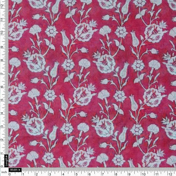 Magenta Damask Floral Print Tusser Silk Fabric – ts 0 ma01018 110 4