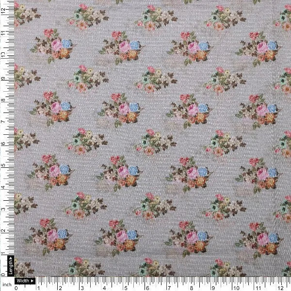 Grey Tusser Silk with Floral Bouquet Print – ts 0 ma017209 110 4